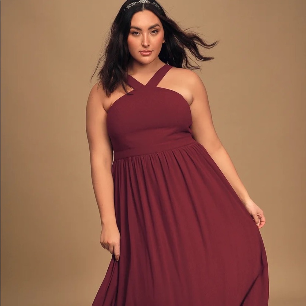 Lulus Air of Romance Burgundy Maxi Dress Medium